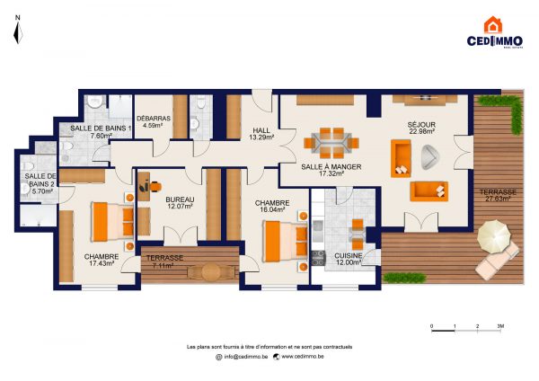 marketing immobilier plan 2D meuble FR