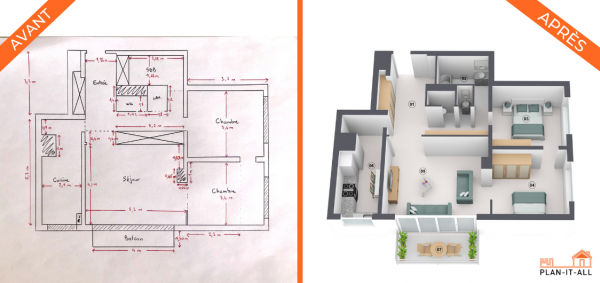 plan 3D immobilier