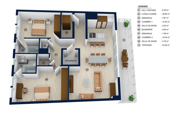 3D apartment floor plans