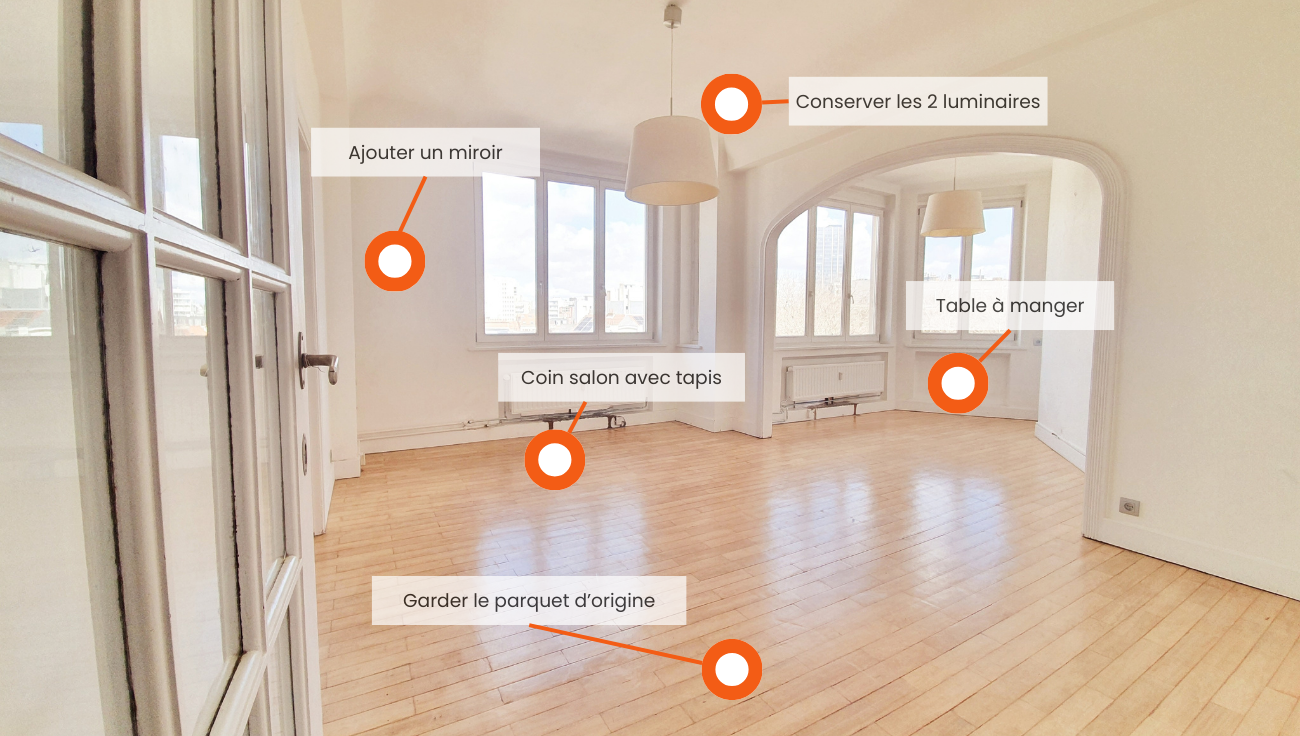 Home staging virtuel avec outil de pointage