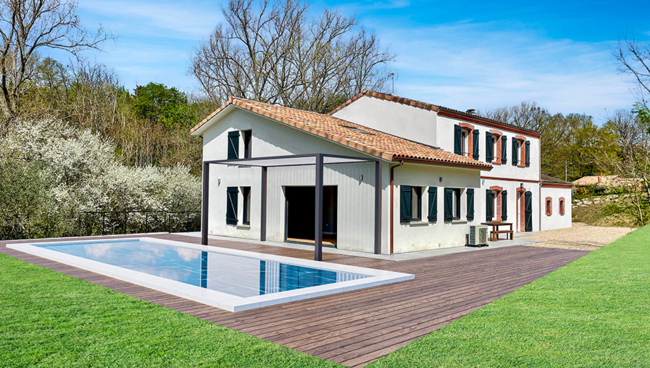 piscine et pelouse renovation virtuelle photo immobilier